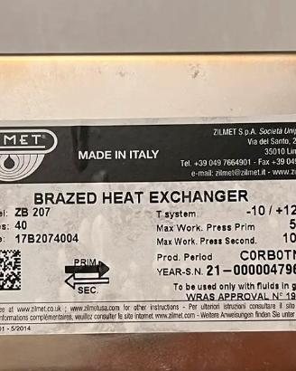 Scambiatore di calore Zilmet a 40 piastre