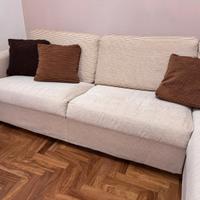 Divano letto con chaise longue e contenitore