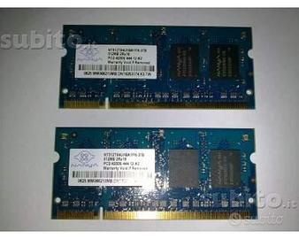2 banchi per notebook RAM DDR2 SODIMM 512MB DDR2