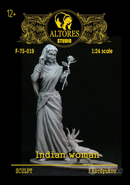 Indian Woman miniature 1:24 75mm con pappagallo Al
