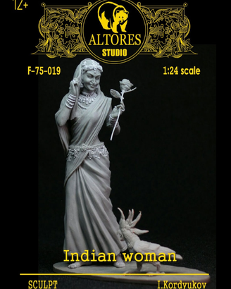 Indian Woman miniature 1:24 75mm con pappagallo Al