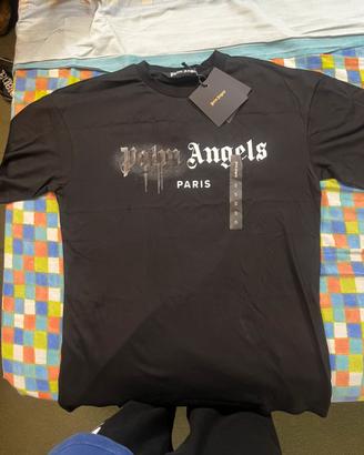 T-Shirt Palm Angels con vernice nera