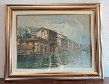 Dipinto “Milano Vicolo Lavandai” di Piero Magni