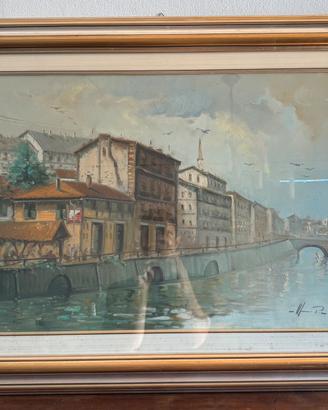 Dipinto “Milano Vicolo Lavandai” di Piero Magni