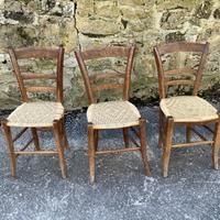 3 vecchie sedie  contadine impagliate