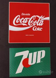 lotto 2 adesivi 7up Coca Cola vintage bibita Coke
