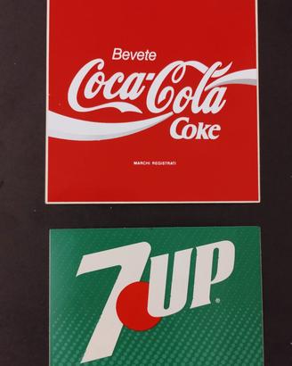 lotto 2 adesivi 7up Coca Cola vintage bibita Coke