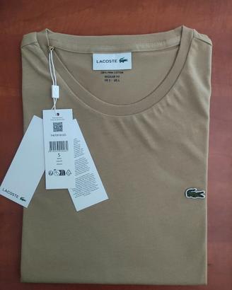 T-shirt Lacoste uomo tg  5/L Beige cotone PIMA