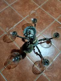Lampadario in ottone brunito 