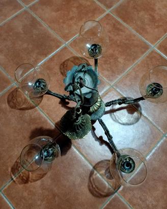 Lampadario in ottone brunito 