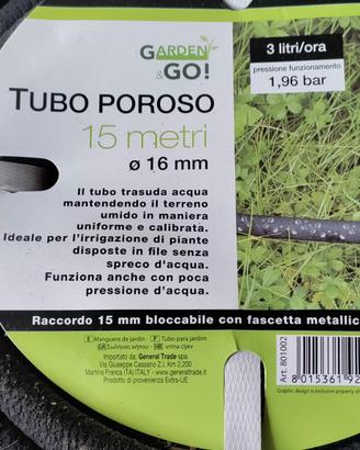 Tubo poroso per irrigazione 15 metri NUOVO