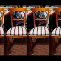 4 sedie biedermeier art deco' in legno di noce