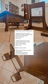 Specchio e tavolino in legno di noce 