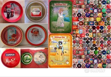 Vassoi vari in latta smaltata vintage, e altro