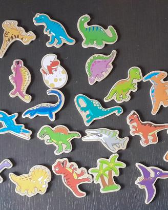 20 Dinosauri Magnetici Dal Negro Gioco Legno Box