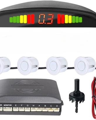 Kit Sensori Parcheggio Bianco con Display e buzzer
