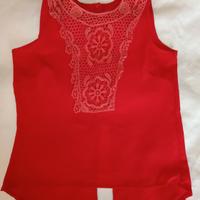 Camicetta elegante in pizzo rossa