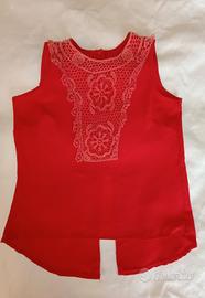 Camicetta elegante in pizzo rossa