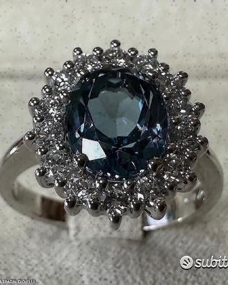 ANELLO ORO 18kt. CON DIAMANTI E TOPAZIO LONDON