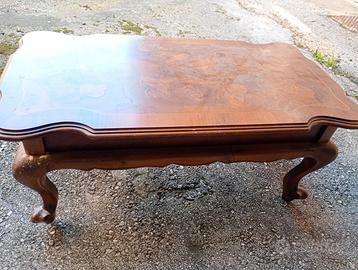 tavolino da salotto in legno radica con cassetti