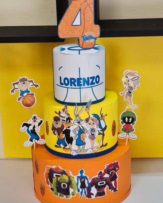 Torta compleanno fake Space Jam/Looney Tunes 