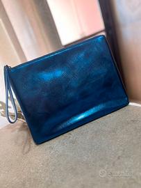 Pochette blu metallizzata Piazza Italia con laccio