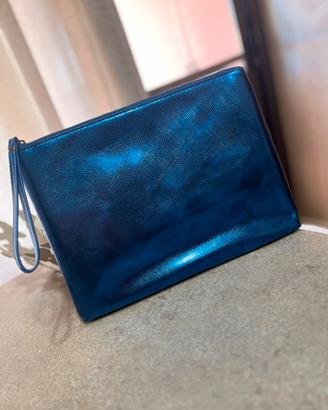 Pochette blu metallizzata Piazza Italia con laccio