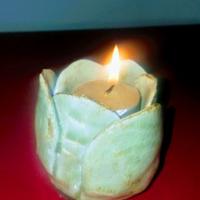 Portacandele Pietra Ceramica Vetrificato Flower