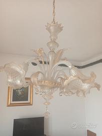 lampadario vetro murano  cristallo oro 24k