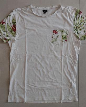 T-Shirt bianca fiori OVS taglia XL
