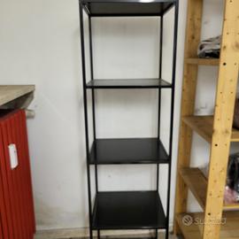 scaffale 4 ripiani in ferro e vetro