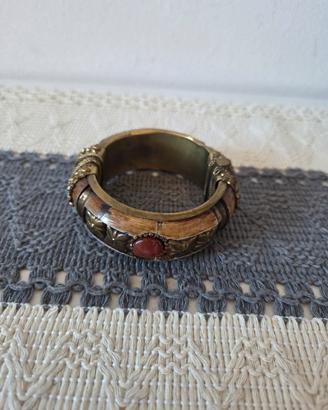 Bracciale vintage etnico metallo e inserti