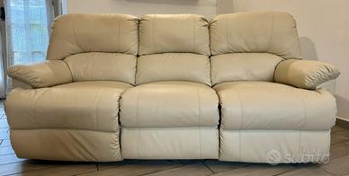 Divano 3 posti relax reclinabile similpelle panna