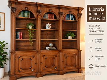 Libreria in noce massello – 230 × 220 × 43 cm