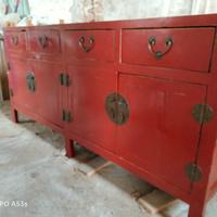 Credenza cinese laccata rosso 