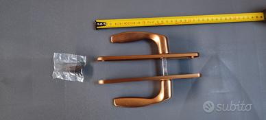 Coppia Maniglie Porta con Placca Alluminio Bronzat