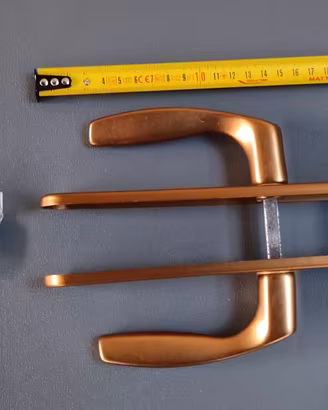 Coppia Maniglie Porta con Placca Alluminio Bronzat