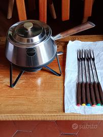 set fonduta Alessi acciaio inox + 6 forchette 