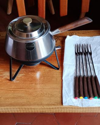 set fonduta Alessi acciaio inox + 6 forchette 