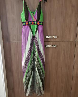 abito lungo stile impero, applicazioni di perline