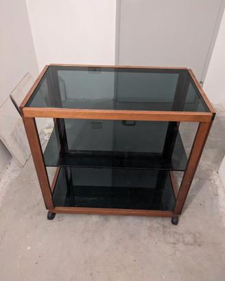 Mobile bar/porta TV in legno e cristallo fumé