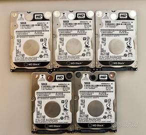 Lotto di 5 Hdd Western Digital WD Black da 500 GB.