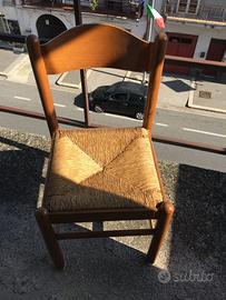 sedie n.4 in legno e paglia