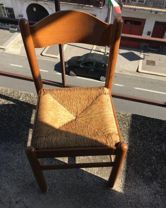 sedie n.4 in legno e paglia