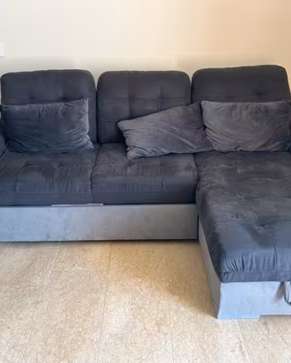 Divano angolare con contenitore e letto