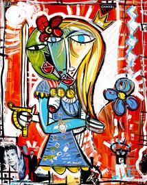 Ritratti di donne simili a picasso olio su tela