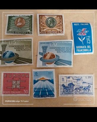 8 francobolli nuovi del 1963 italiani