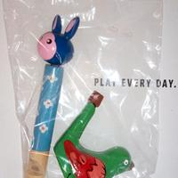 Fischietti Animali Legno Creta Dipinti a Mano Toys