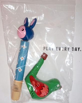 Fischietti Animali Legno Creta Dipinti a Mano Toys