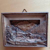 quadro vintage in legno intagliato Livigno